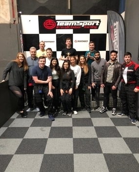 Employees at a racing event