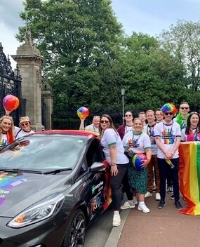 Group of employees at PRIDE event