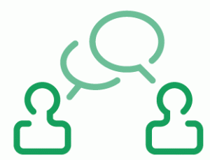 Icon of two people with word bubbles