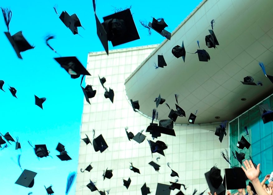 Graduation - flying hats in the air