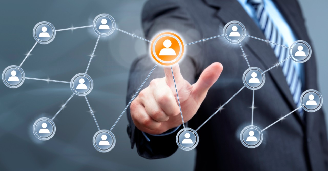 Finger pointing on a network map icon