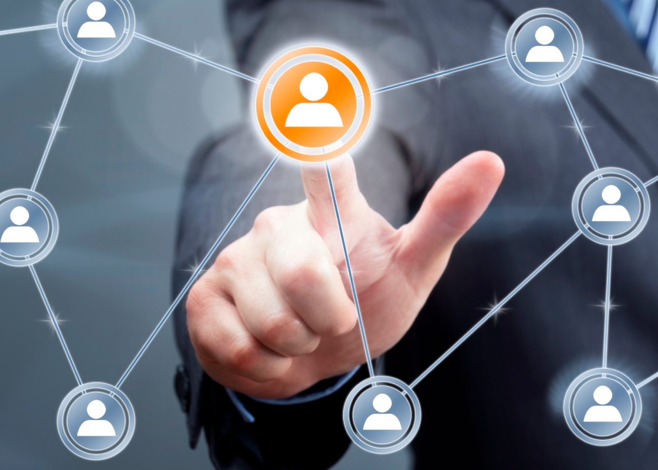 Finger pointing on a network map icon
