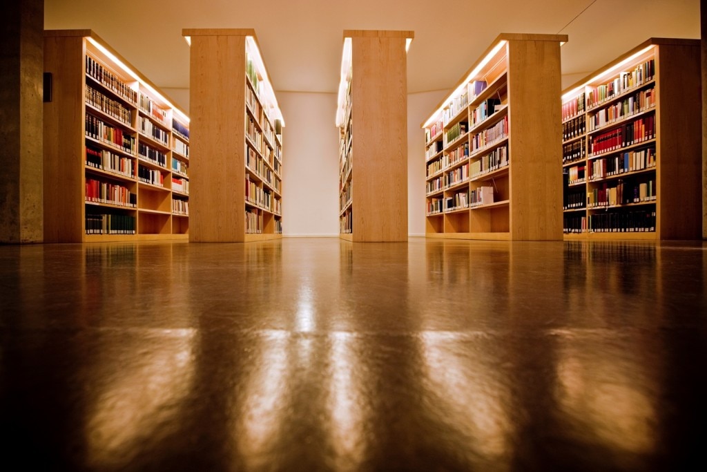 Bookshelves in Library
