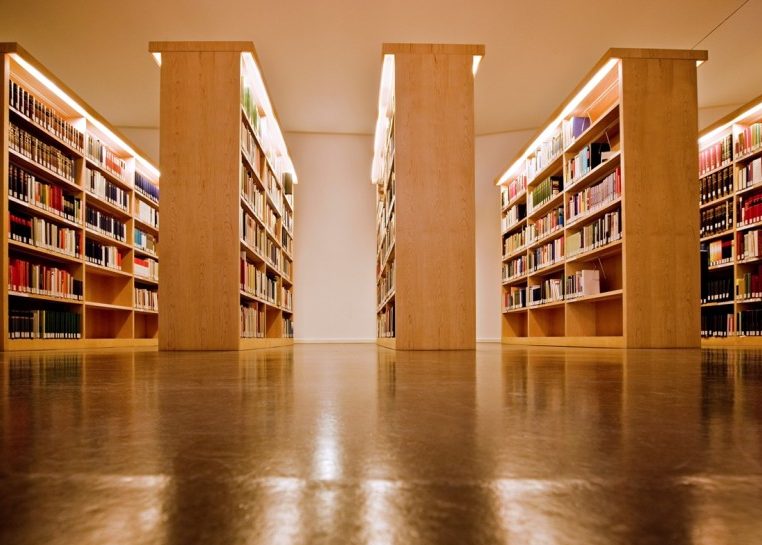 Bookshelves in Library