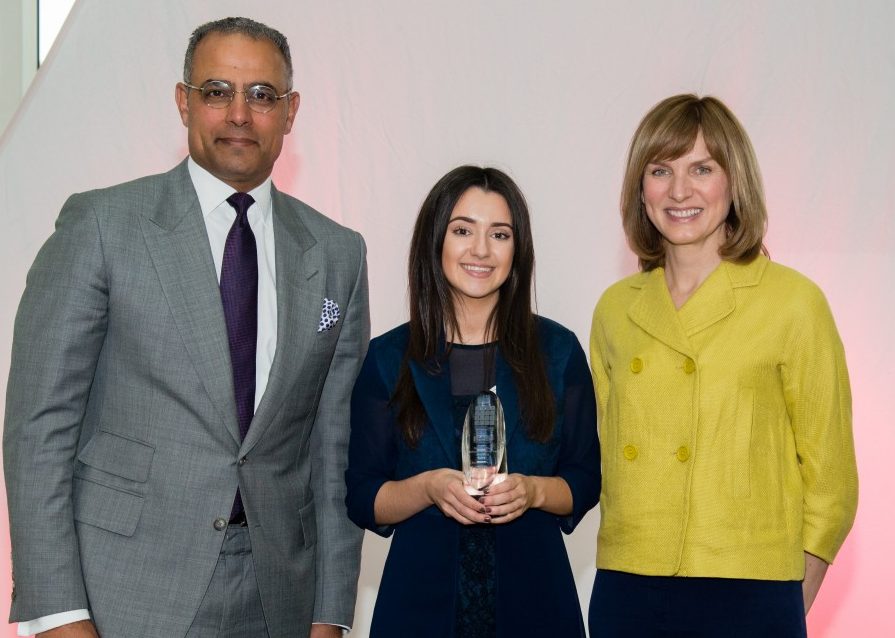 Shona receiving Undergraduate of the year award with two professionals