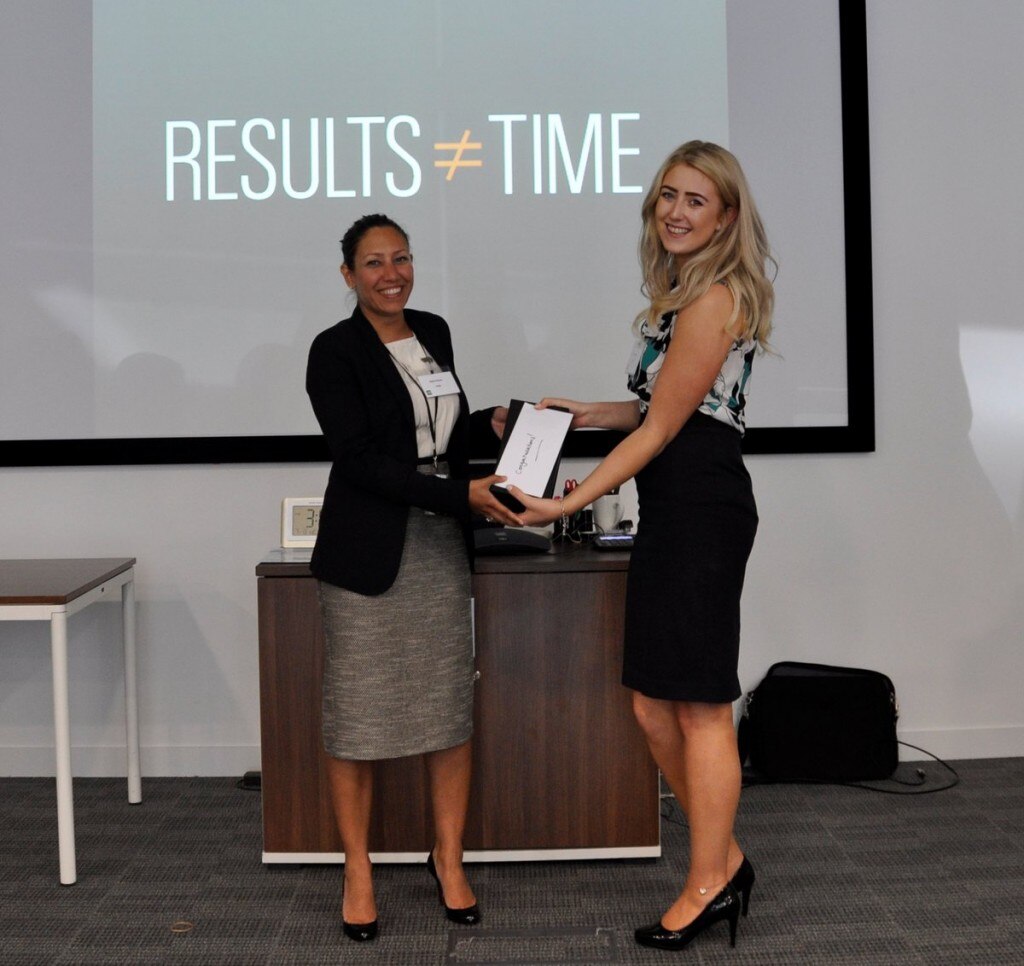 Chelsea receiving her award
