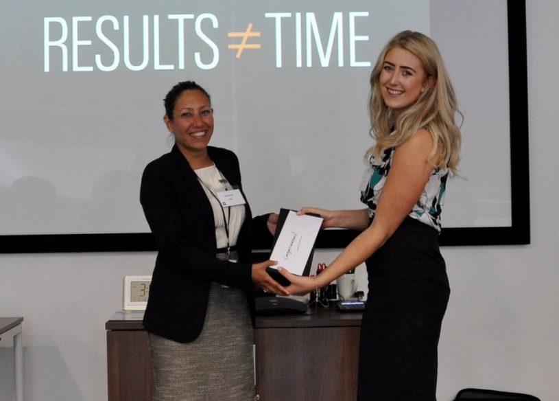 Chelsea receiving her award