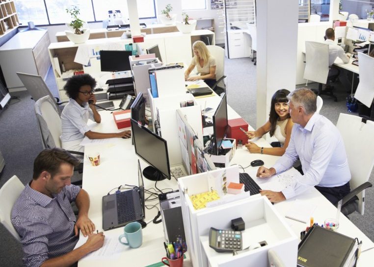 Office with people working and talking