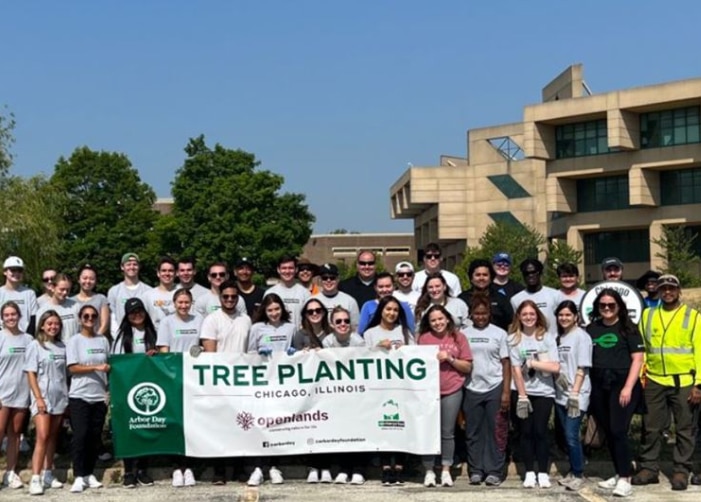 Enterprise employees at a tree planting event in Chicago, Illinois