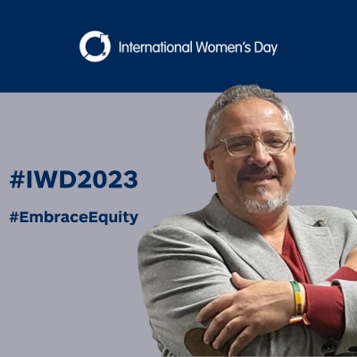 Joaquin embrassing himself on #IWD2023 background