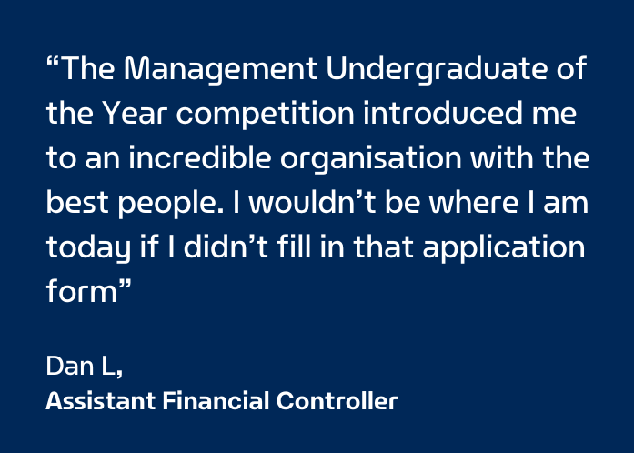 Enterprise Mobility team member quote about impact of Management Undergraduate of the Year competition