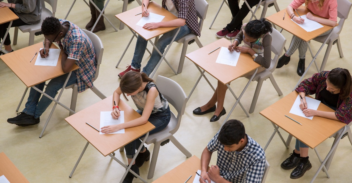 Students sat down taking university exams