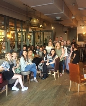 Employees sitting in a cafe