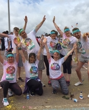Employees after the color run